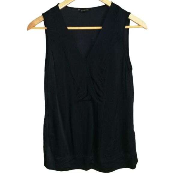 MASSIMO DUTTI Navy Lightweigth Flowy Faux Wrap V Neck Tank Top Size 8 - Picture 1 of 11